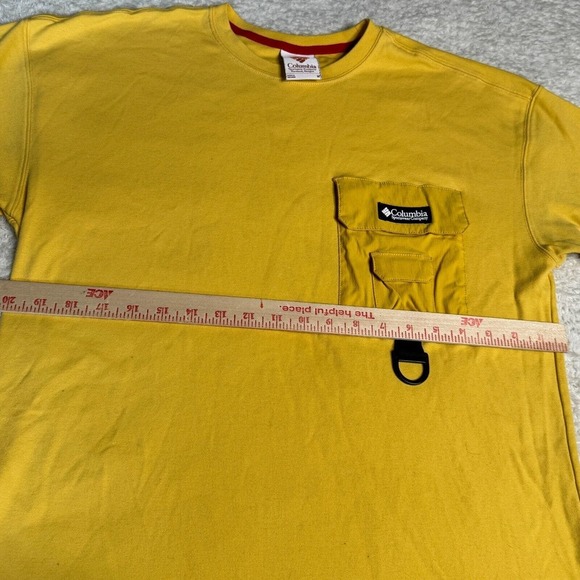 Columbia Field Creek Retro Shirt Yellow Men M Front Pocket Short Sleeve Omni Shd - Picture 4 of 6